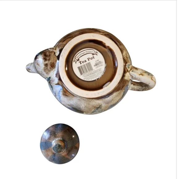 Vintage Ceramic Teapot - Blue and Brown - Picture 4 of 4